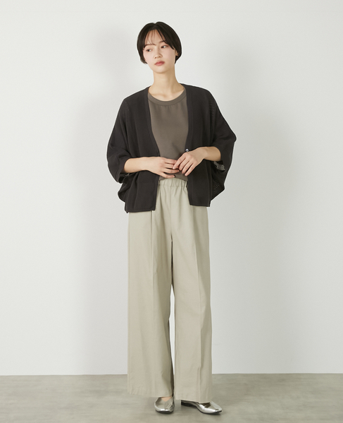 【メッシュ地柄コットンドルマンカーディガン】 詳細画像 チャコールグレー 3