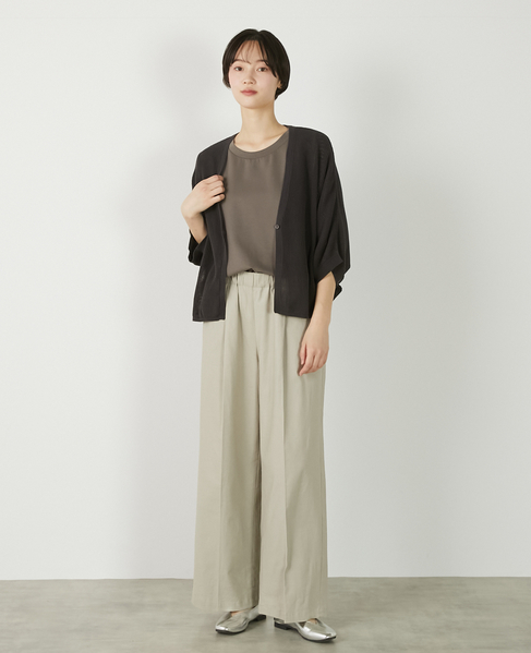 【メッシュ地柄コットンドルマンカーディガン】 詳細画像 チャコールグレー 4