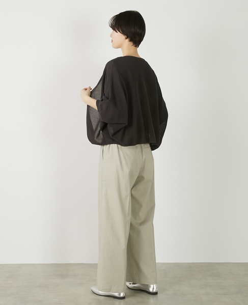 【メッシュ地柄コットンドルマンカーディガン】 詳細画像 チャコールグレー 7