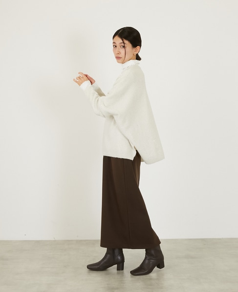 【スパンコールミックスVネックドルマンニット】 詳細画像 アイボリー 4