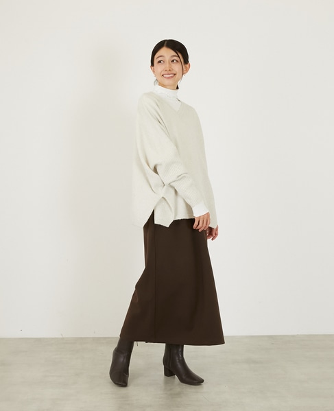 【スパンコールミックスVネックドルマンニット】 詳細画像 アイボリー 8