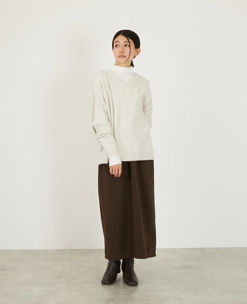 【スパンコールミックスVネックドルマンニット】 詳細画像 アイボリー 9