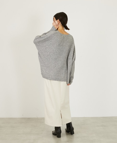【スパンコールミックスVネックドルマンニット】 詳細画像 トップグレー 4