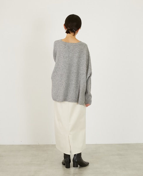 【スパンコールミックスVネックドルマンニット】 詳細画像 トップグレー 5