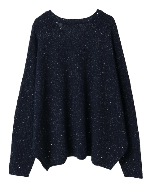 【スパンコールミックスVネックドルマンニット】 詳細画像 ネイビー 10