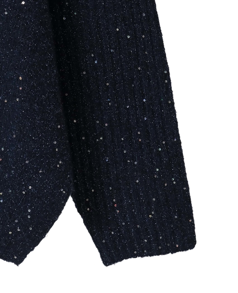 【スパンコールミックスVネックドルマンニット】 詳細画像 ネイビー 12