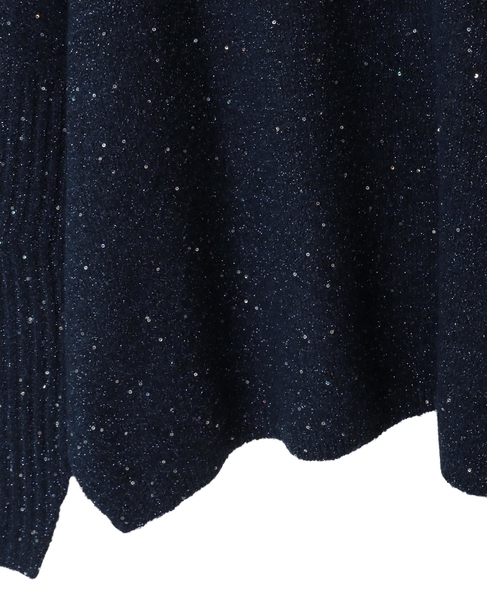 【スパンコールミックスVネックドルマンニット】 詳細画像 ネイビー 13