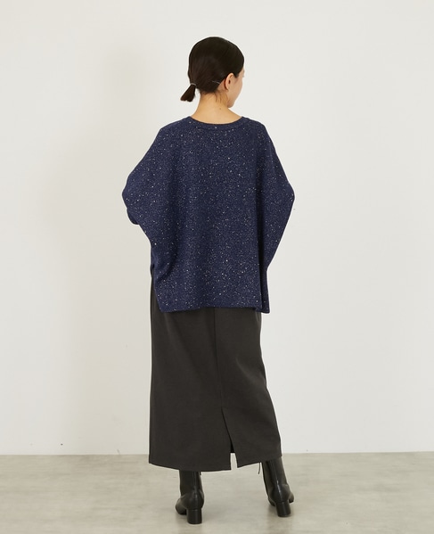 【スパンコールミックスVネックドルマンニット】 詳細画像 ネイビー 5