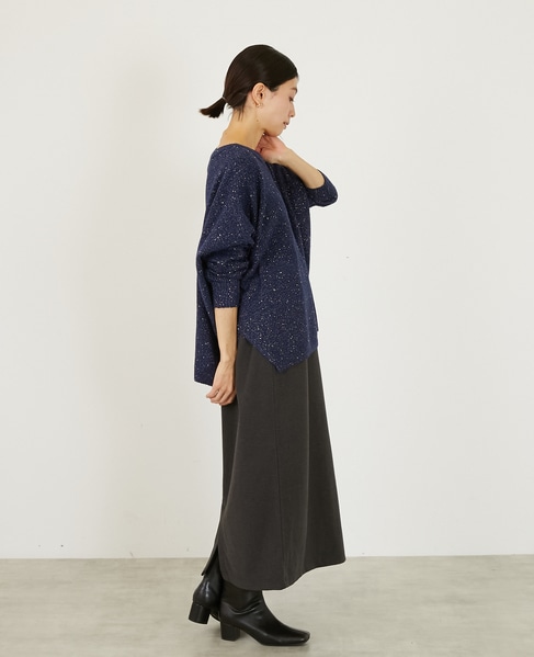 【スパンコールミックスVネックドルマンニット】 詳細画像 ネイビー 6