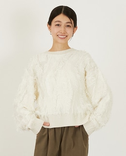 【フリンジジャガードクルーネックプルオーバー】