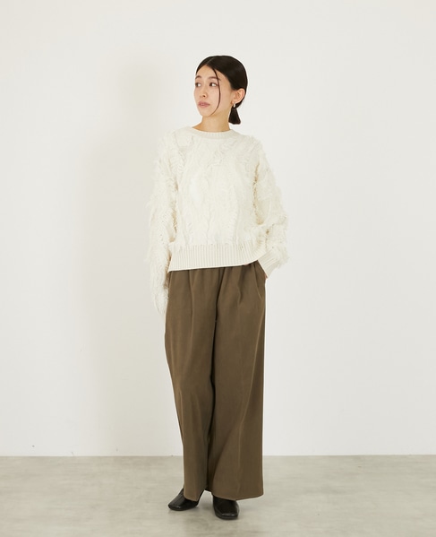 【フリンジジャガードクルーネックプルオーバー】 詳細画像 ホワイト系その他 3