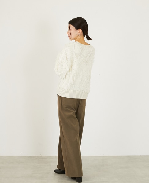 【フリンジジャガードクルーネックプルオーバー】 詳細画像 ホワイト系その他 5