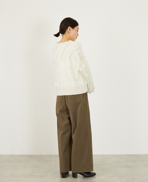 【フリンジジャガードクルーネックプルオーバー】 詳細画像 ホワイト系その他 7