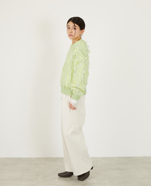 【フリンジジャガードクルーネックプルオーバー】 詳細画像 グリーン系その他 5