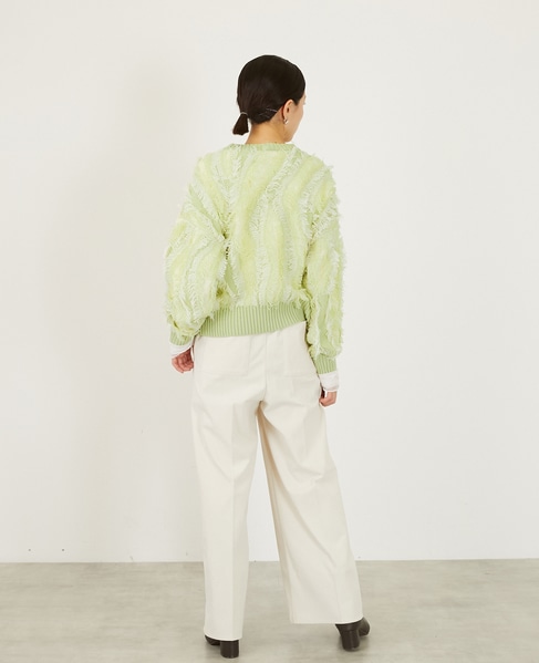 【フリンジジャガードクルーネックプルオーバー】 詳細画像 グリーン系その他 6