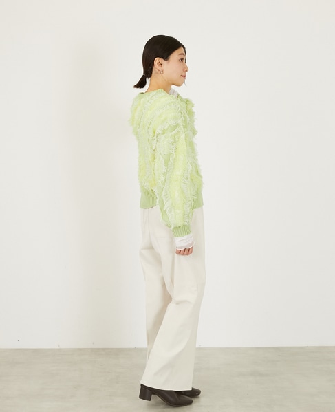 【フリンジジャガードクルーネックプルオーバー】 詳細画像 グリーン系その他 7