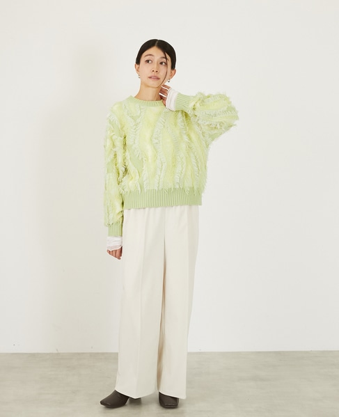 【フリンジジャガードクルーネックプルオーバー】 詳細画像 グリーン系その他 8