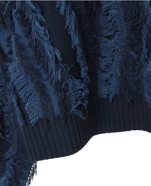 【フリンジジャガードクルーネックプルオーバー】 詳細画像 ブルー系その他 13