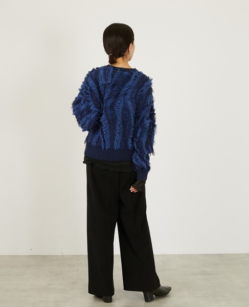【フリンジジャガードクルーネックプルオーバー】 詳細画像 ブルー系その他 5