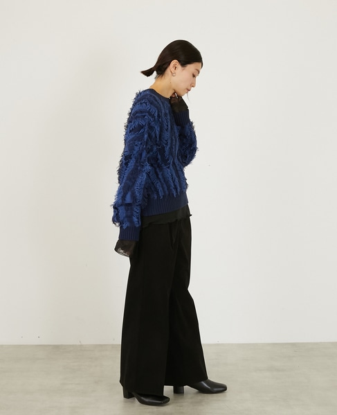 【フリンジジャガードクルーネックプルオーバー】 詳細画像 ブルー系その他 6