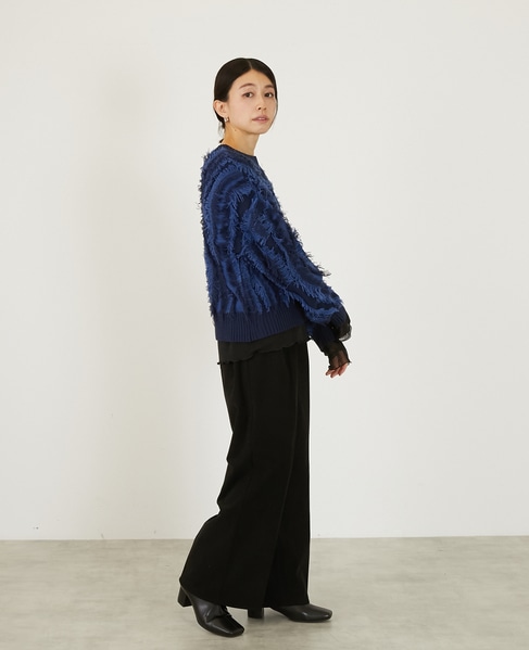 【フリンジジャガードクルーネックプルオーバー】 詳細画像 ブルー系その他 7