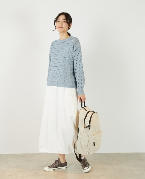 【微光沢のリリヤーンケーブル透かし柄ニット】 詳細画像 ブルー 5