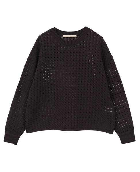 【微光沢のリリヤーンケーブル透かし柄ニット】 詳細画像 ブラウン 10