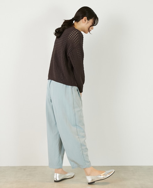 【微光沢のリリヤーンケーブル透かし柄ニット】 詳細画像 ブラウン 7