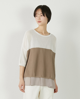【バイカラーワイドシルエットニットプルオーバー】