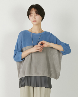 【バイカラーワイドシルエットニットプルオーバー】