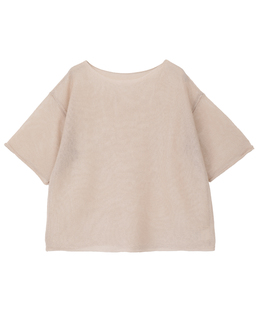 【麻タッチ天竺ボートネックハーフスリーブプルオーバー】