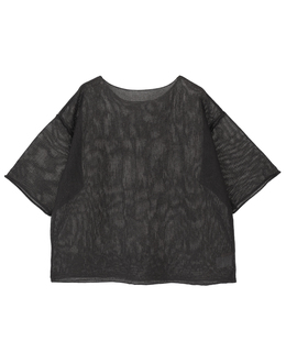 【麻タッチ天竺ボートネックハーフスリーブプルオーバー】