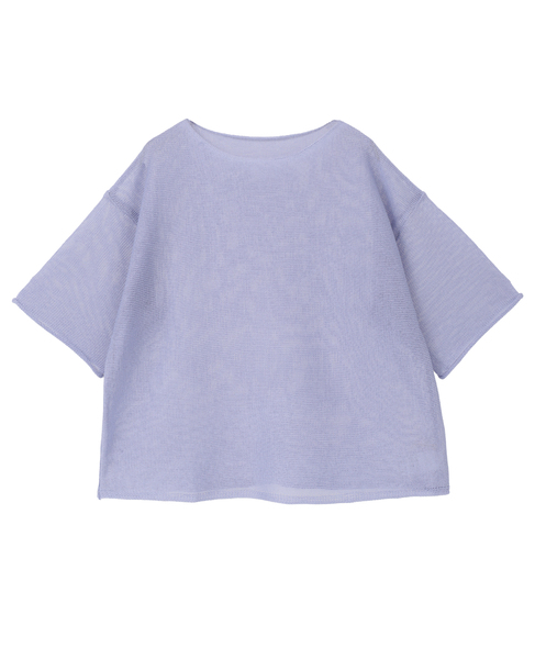 【麻タッチ天竺ボートネックハーフスリーブプルオーバー】 詳細画像 ラベンダー 1