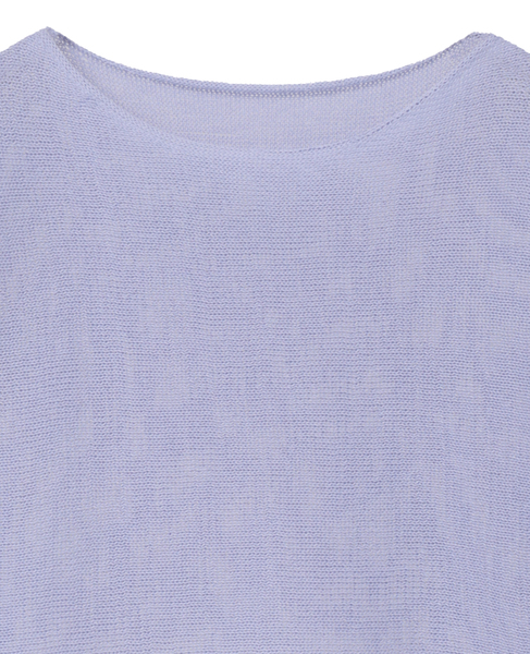 【麻タッチ天竺ボートネックハーフスリーブプルオーバー】 詳細画像 ラベンダー 3