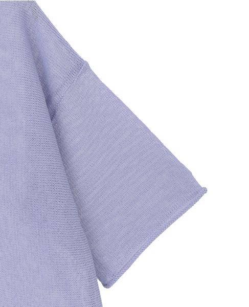 【麻タッチ天竺ボートネックハーフスリーブプルオーバー】 詳細画像 ラベンダー 4