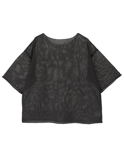 【麻タッチ天竺ボートネックハーフスリーブプルオーバー】 詳細画像 チャコールグレー 1