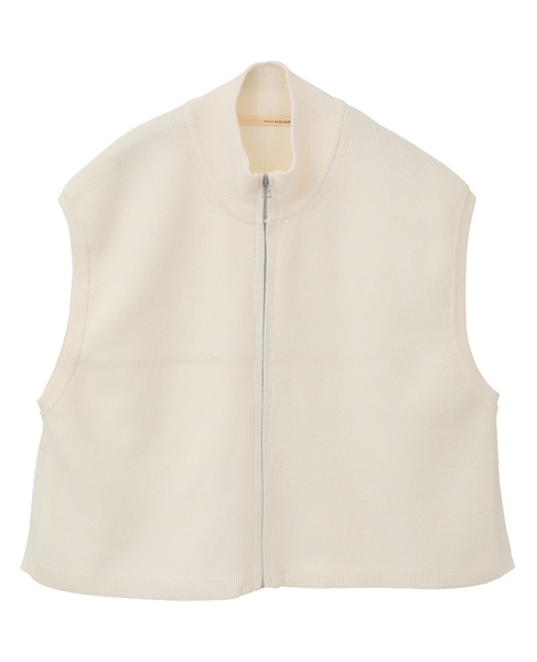 【麻タッチ片畦ハイネックジップアップベスト】 詳細画像 オフホワイト 10