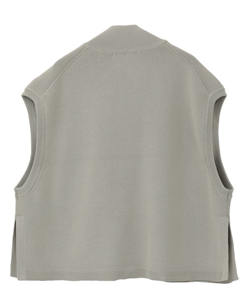 【麻タッチ片畦ハイネックジップアップベスト】 詳細画像 グレイッシュベージュ 10