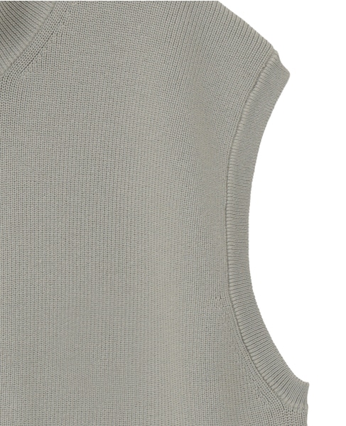 【麻タッチ片畦ハイネックジップアップベスト】 詳細画像 グレイッシュベージュ 12