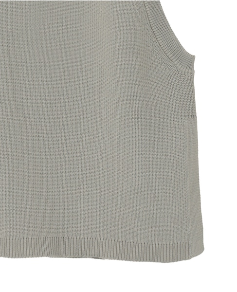 【麻タッチ片畦ハイネックジップアップベスト】 詳細画像 グレイッシュベージュ 13