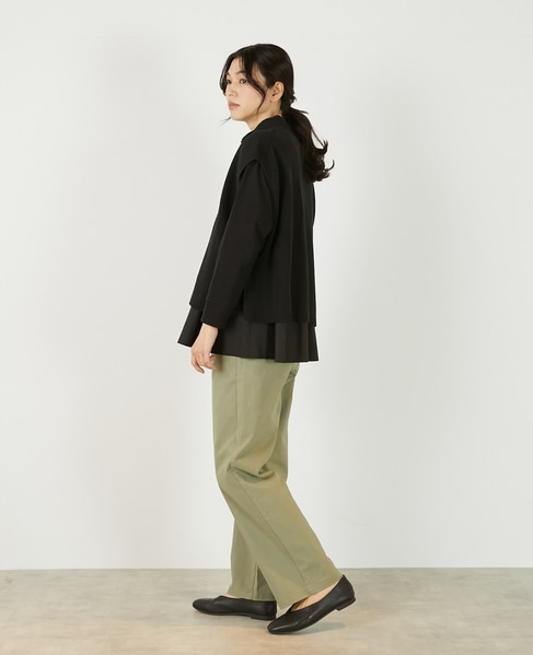 【麻タッチ片畦ハイネックジップアップベスト】 詳細画像 ブラック 3