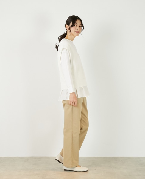【コットンミックスの片畦Vネックベスト】 詳細画像 オフホワイト 6