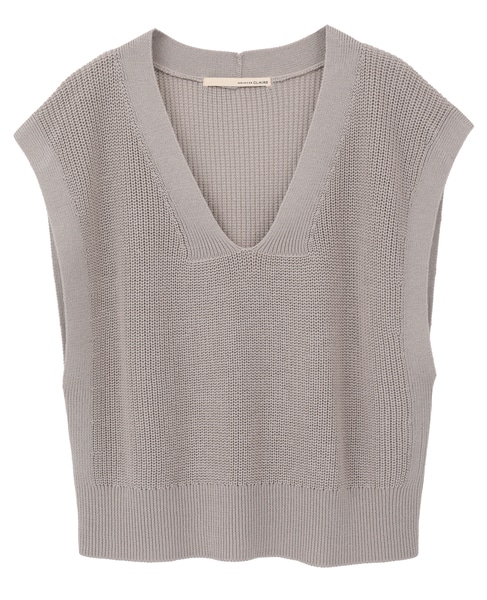 【コットンミックスの片畦Vネックベスト】 詳細画像 ベージュ 10