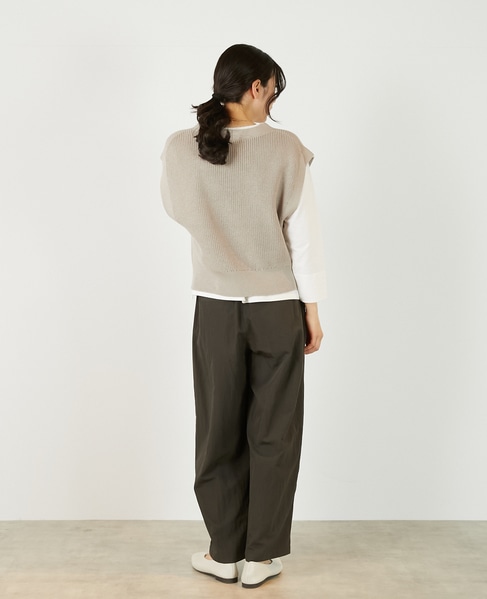 【コットンミックスの片畦Vネックベスト】 詳細画像 ベージュ 7