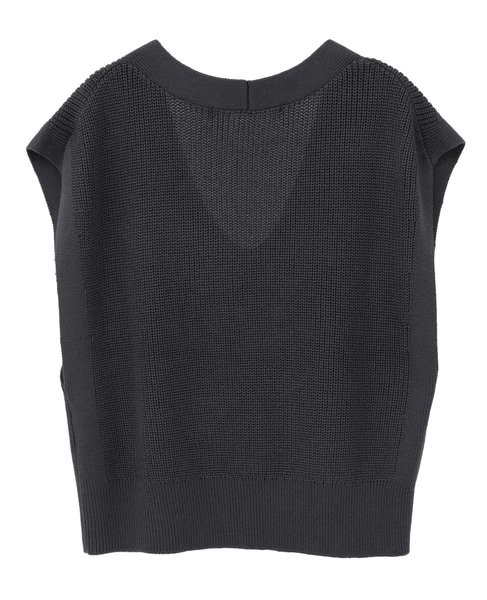 【コットンミックスの片畦Vネックベスト】 詳細画像 チャコールグレー 10