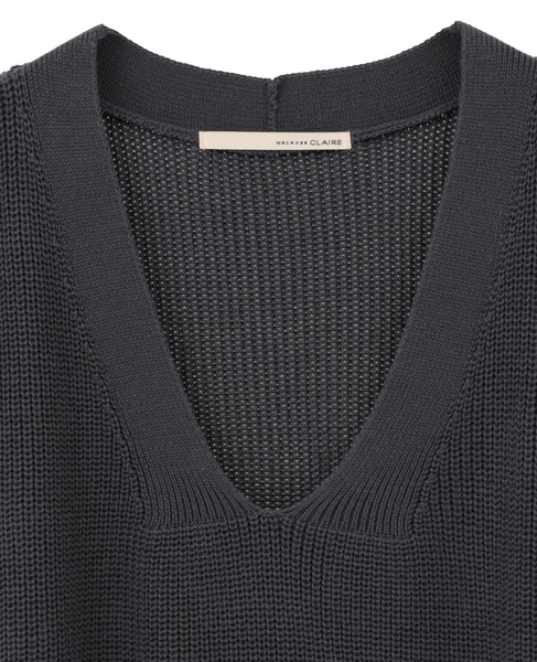 【コットンミックスの片畦Vネックベスト】 詳細画像 チャコールグレー 11