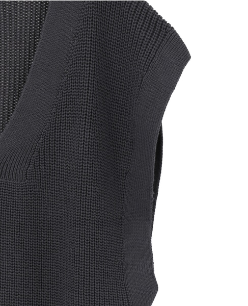 【コットンミックスの片畦Vネックベスト】 詳細画像 チャコールグレー 12