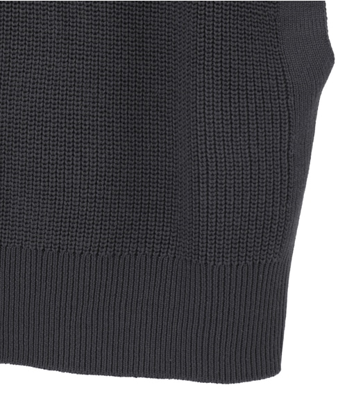 【コットンミックスの片畦Vネックベスト】 詳細画像 チャコールグレー 13