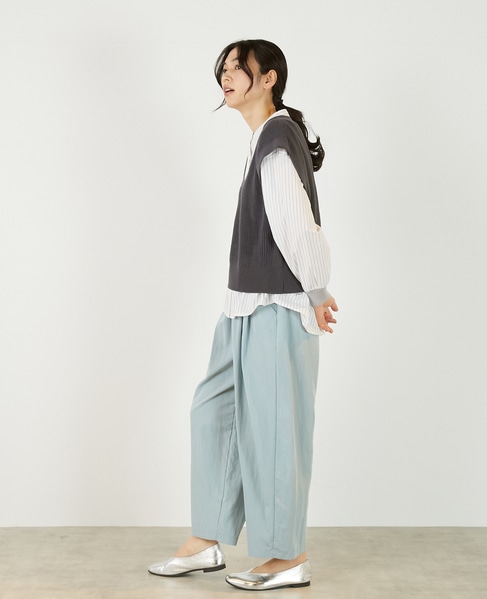 【コットンミックスの片畦Vネックベスト】 詳細画像 チャコールグレー 4