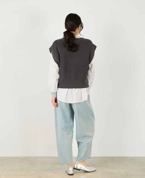 【コットンミックスの片畦Vネックベスト】 詳細画像 チャコールグレー 5